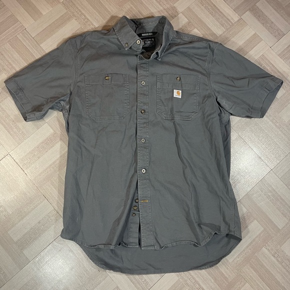Carhartt Other - Carhartt Shirt Men's Large Grey Black Rugged Flex Midweight Canvas Short Sleeve